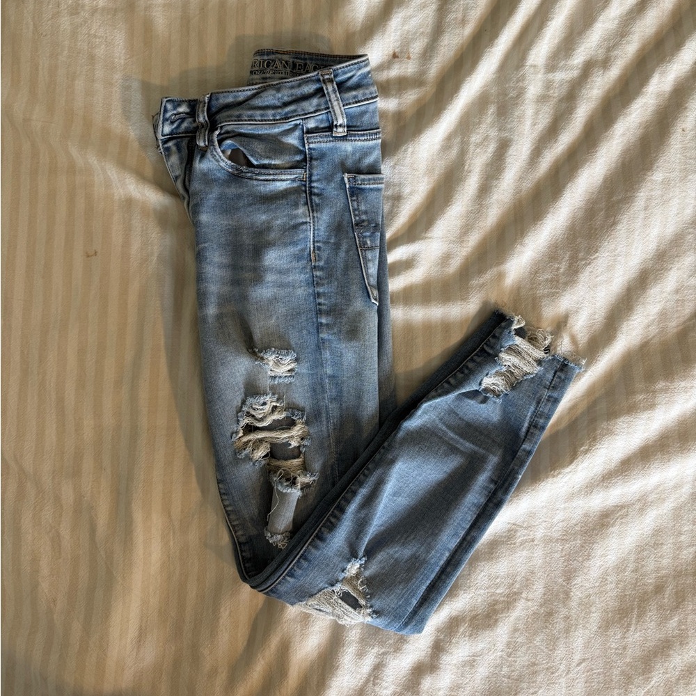 Distressed Blue Jeans
